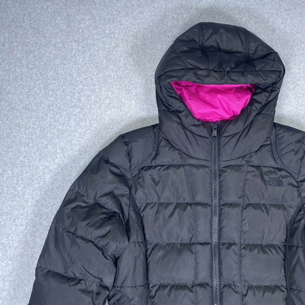 The North Face Metropolis Parka Women Large Black Pink Down Puffer Hooded Jacket - Picture 2 of 16